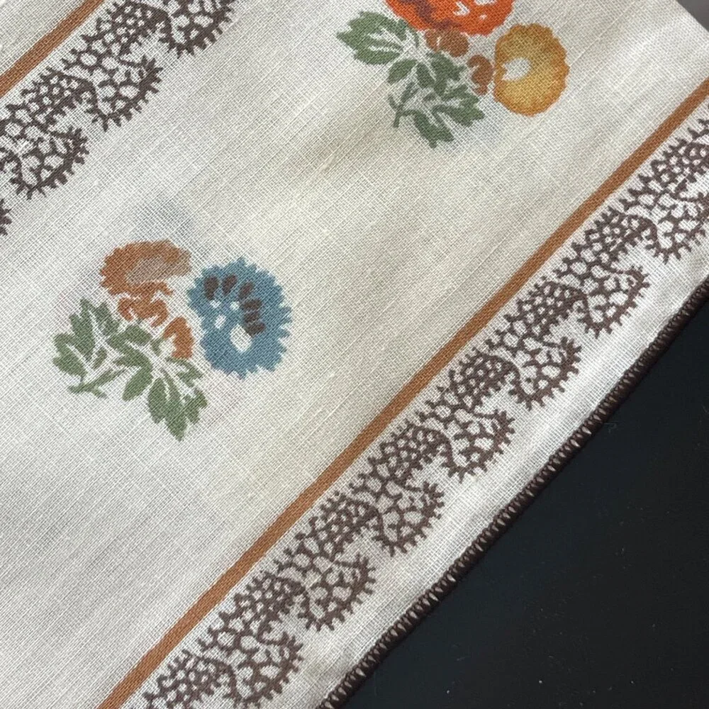 VTG Brown Yellow Blue Floral VTG Napkins Mid Century Colors Upcycle Craft